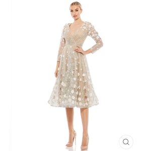 NWT Mac Duggal Floral Embellished Lace A-Line Dress